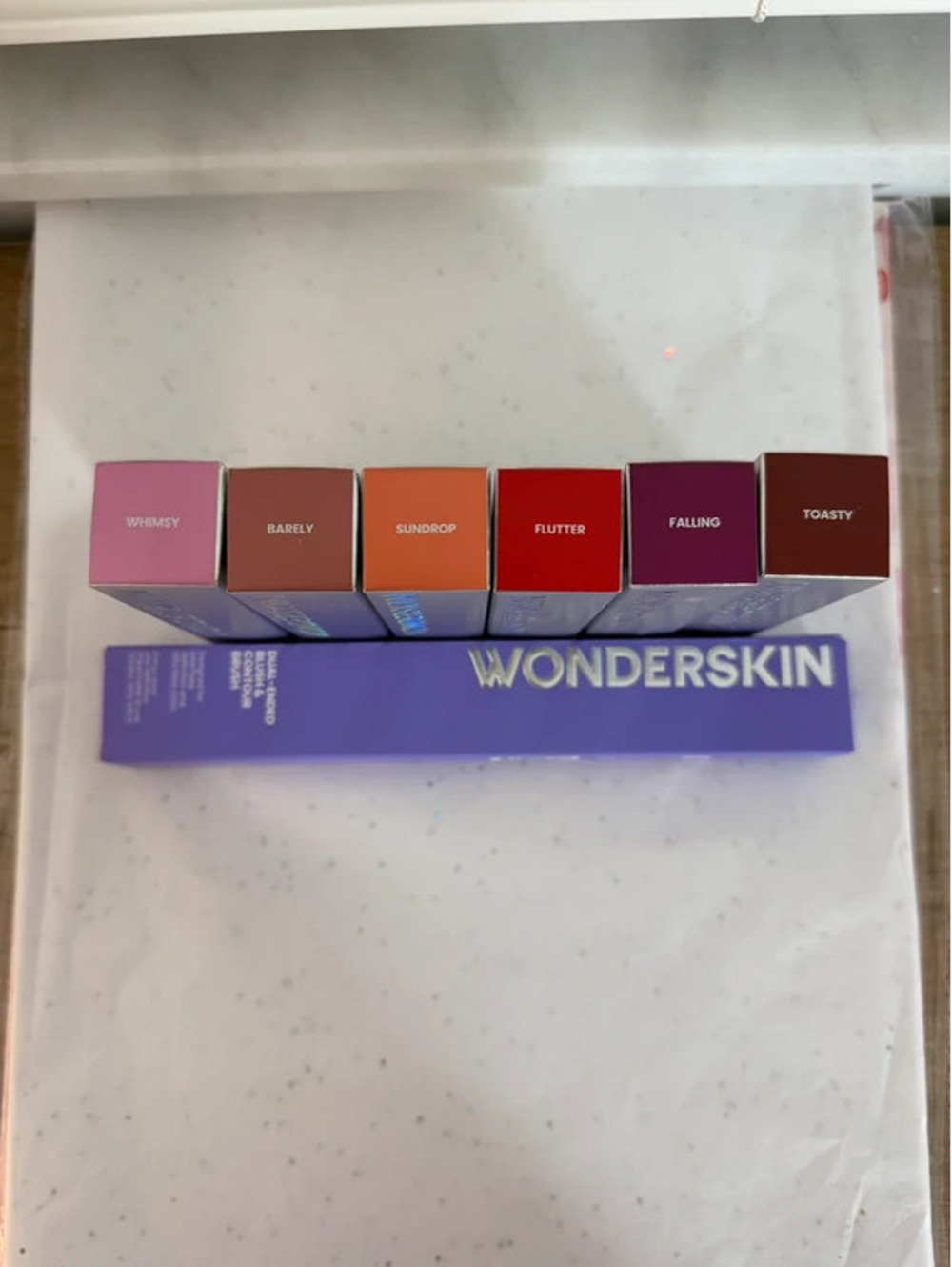 Wonderskin blush stain set + brush